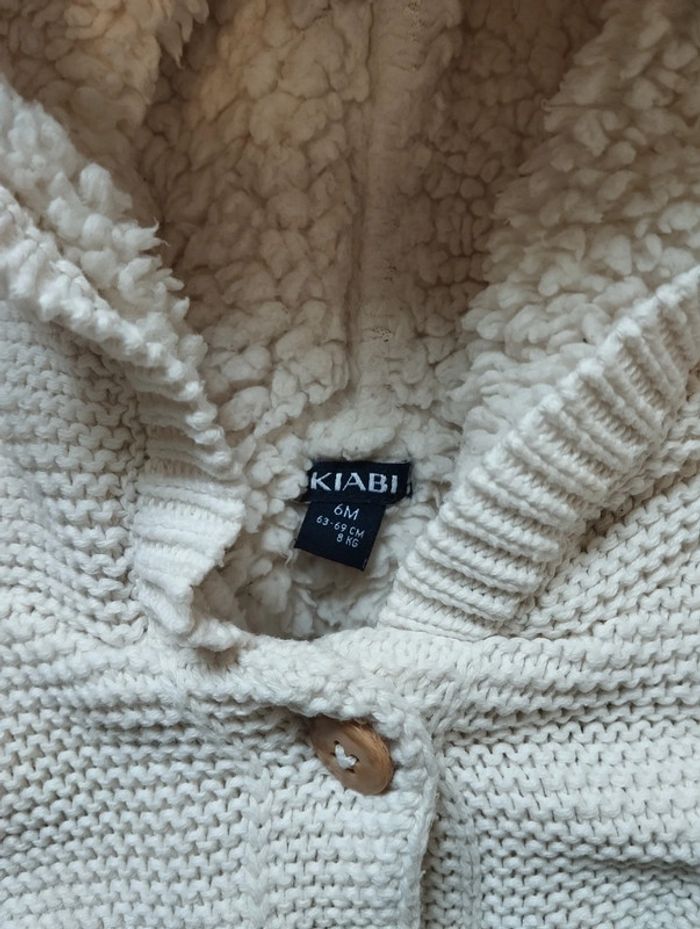Blouson chaud tout doux, capuche crème fille 6 mois Kiabi - photo numéro 3