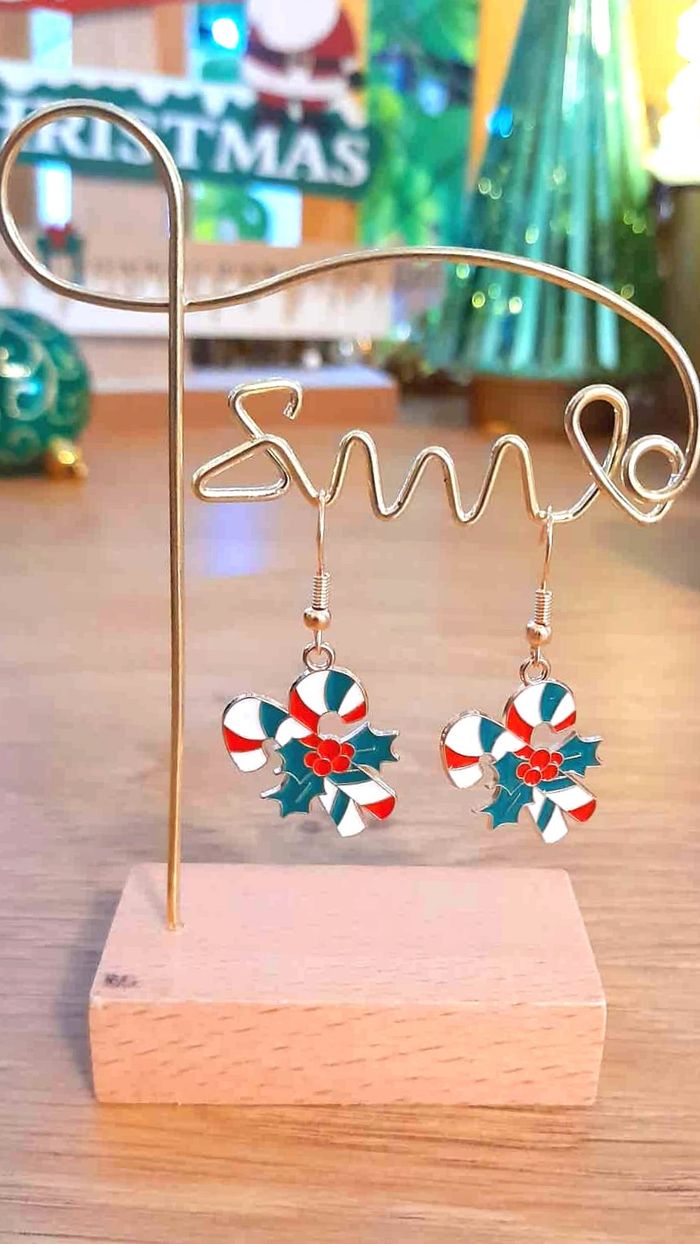 Bijoux Noël | Boucles d’Oreilles Sucre d’Orge – Neuf