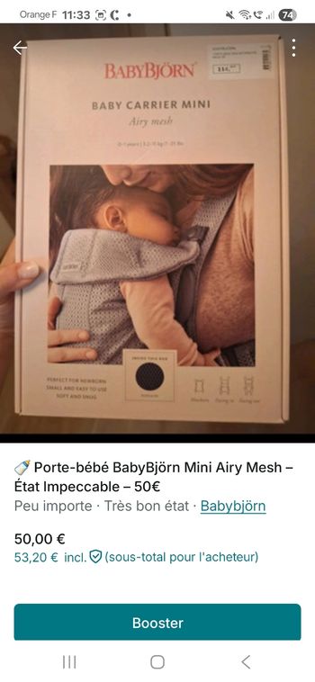 Porte-bébé BabyBjörn Mini Airy Mesh