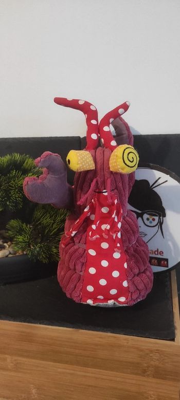 Peluche Molos homard Les Déglingos Original rouge violet jaune pois Pince Côtelé