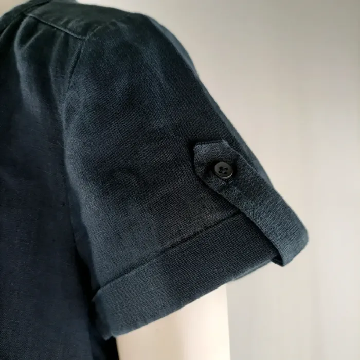 Robe droite bleu marine en 100 % lin, col V zippé – Caroll T.40 A1122 - photo numéro 7