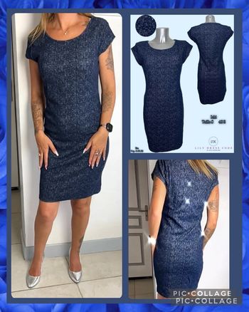 💙 Robe droite bleu chiné ICHI – Taille S SOLDÉ -70% (vidéo portée dispo ) 💙