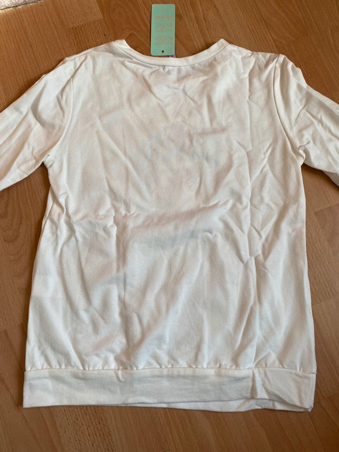 Beau pull léger blanc ML T. 14 ans fille neuf avec étiquette - photo numéro 4