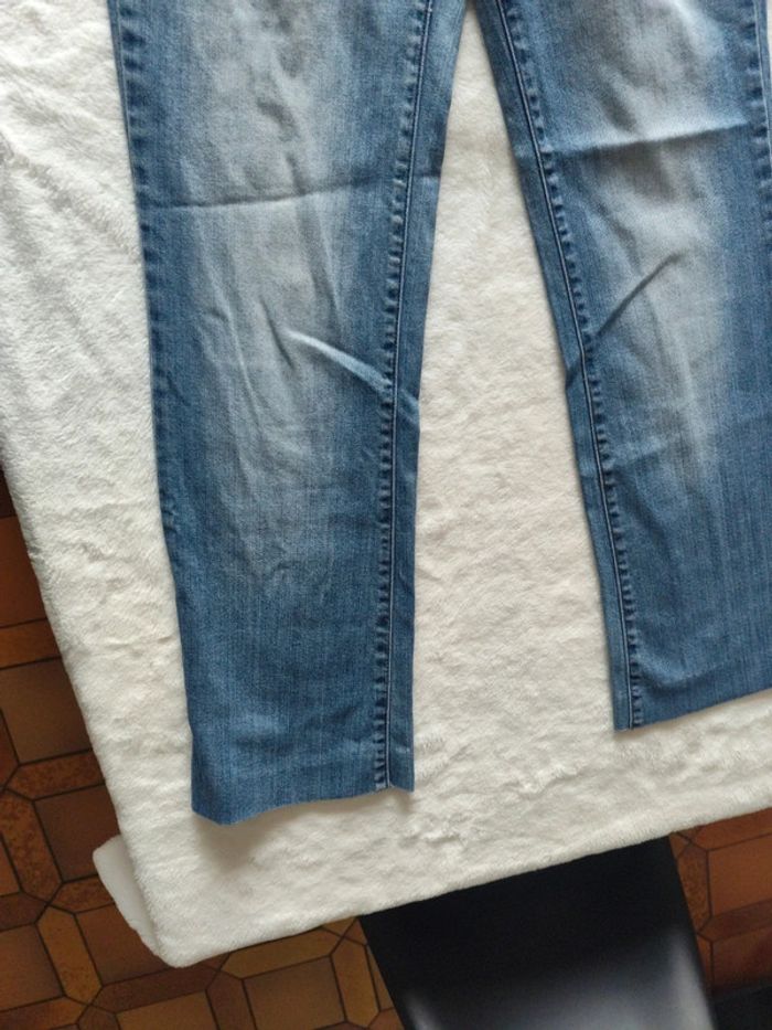 Jeans femme rétro vintage bleu ciel taille haute jambe large marque 3 suisse taille 38 - photo numéro 3