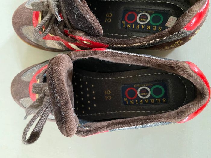Serafini Luxury basket taille 36 marron et rouge vintage - photo numéro 2