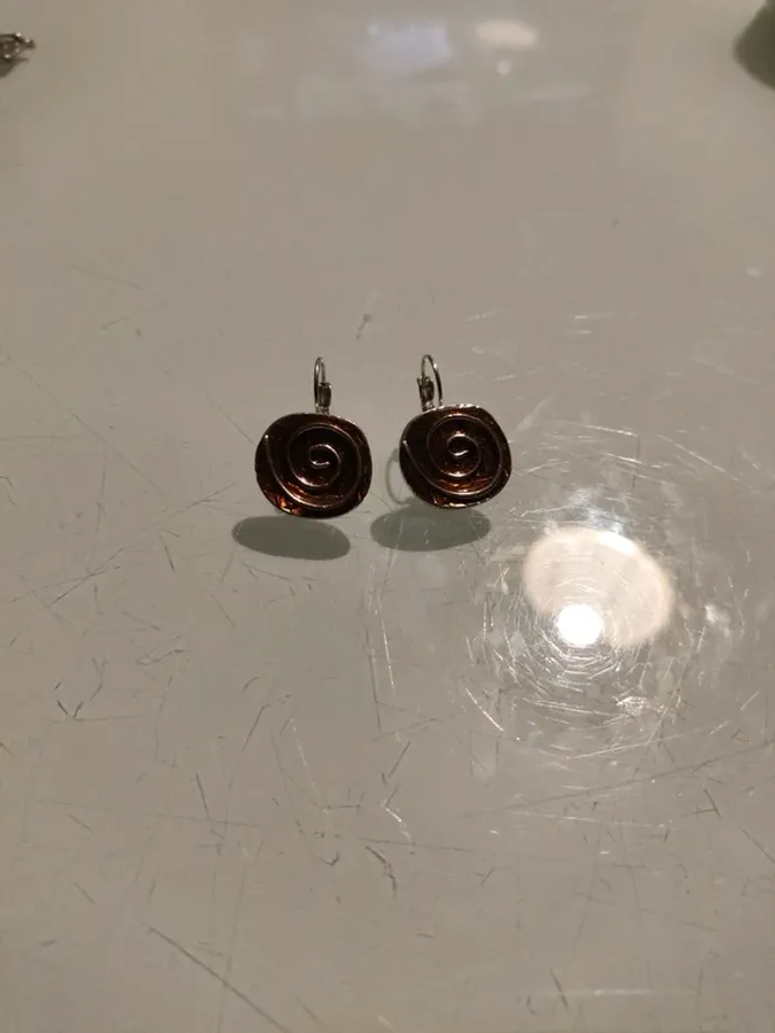 Boucles d’oreilles spirales marron - photo numéro 2