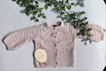 Cardigan en laine rose pâle – boutons en bois – Kiabi