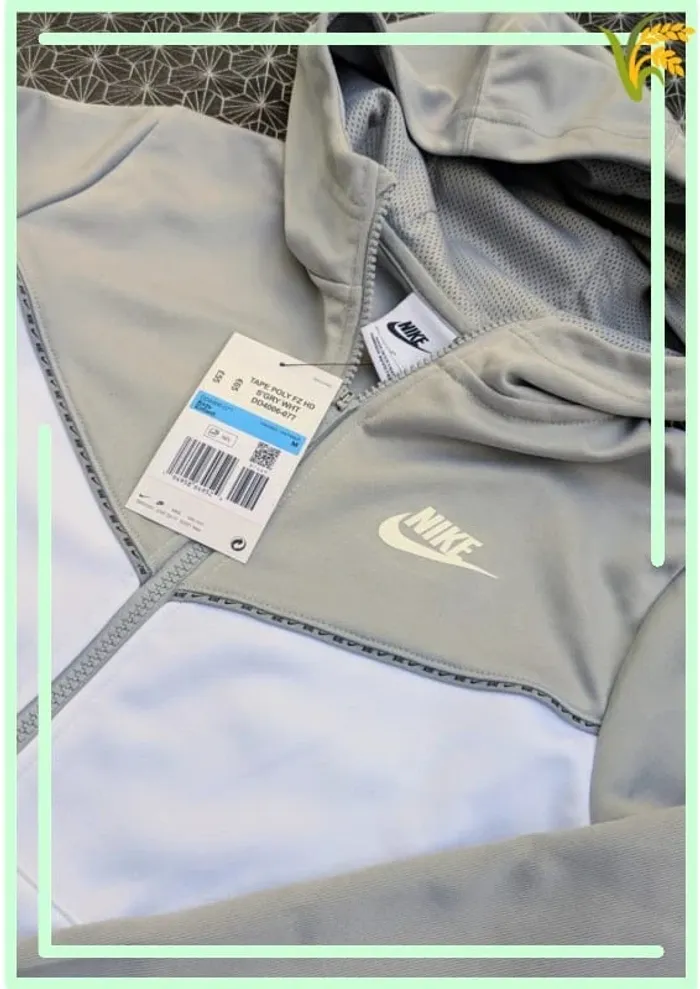 🧥 Veste à capuche Nike Tape Poly FZ HD – Gris/Blanc - photo numéro 3