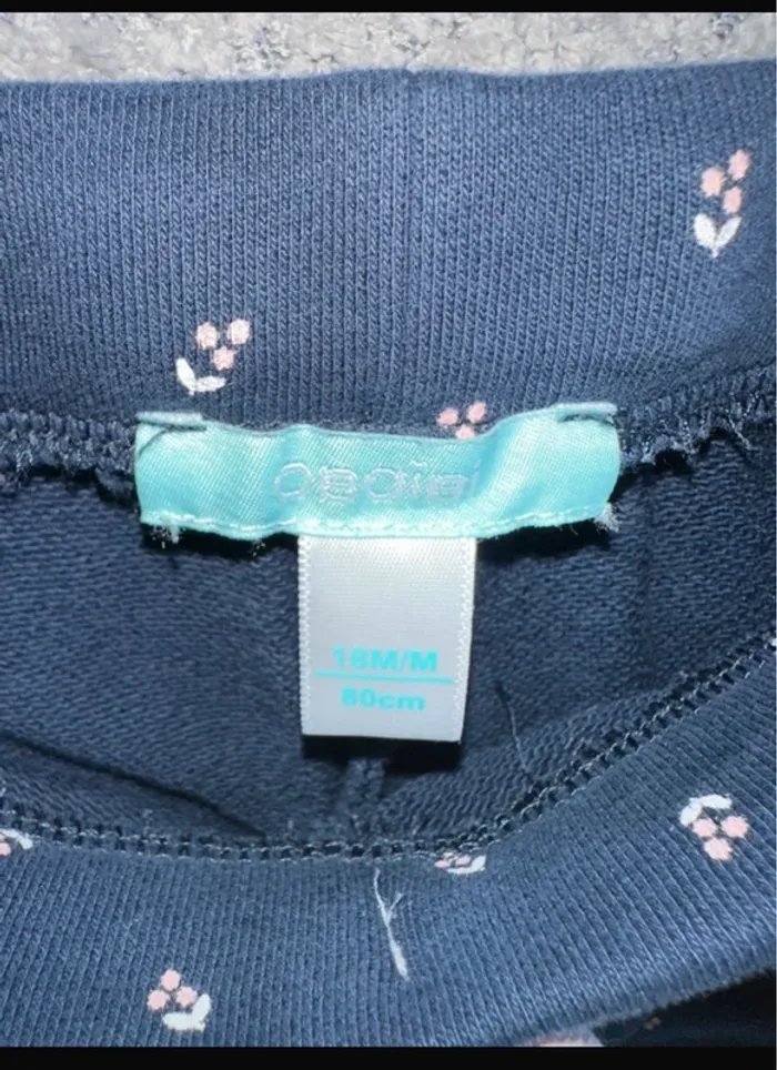 Pantalon jogging en coton marine et rose Obaïbi - photo numéro 2