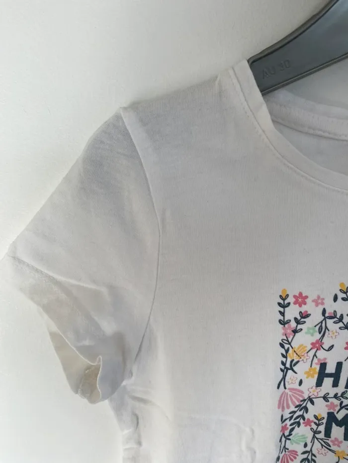 T-shirt kiabi blanc imprimé fleur - photo numéro 2