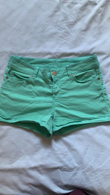 Short en jean vert menthe