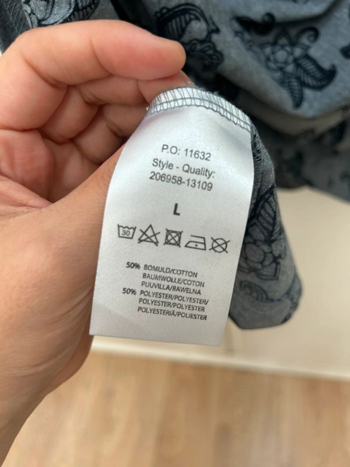 Débardeur gris motifs baroque bleu foncé - jensen en coton taille L neuf - photo numéro 7