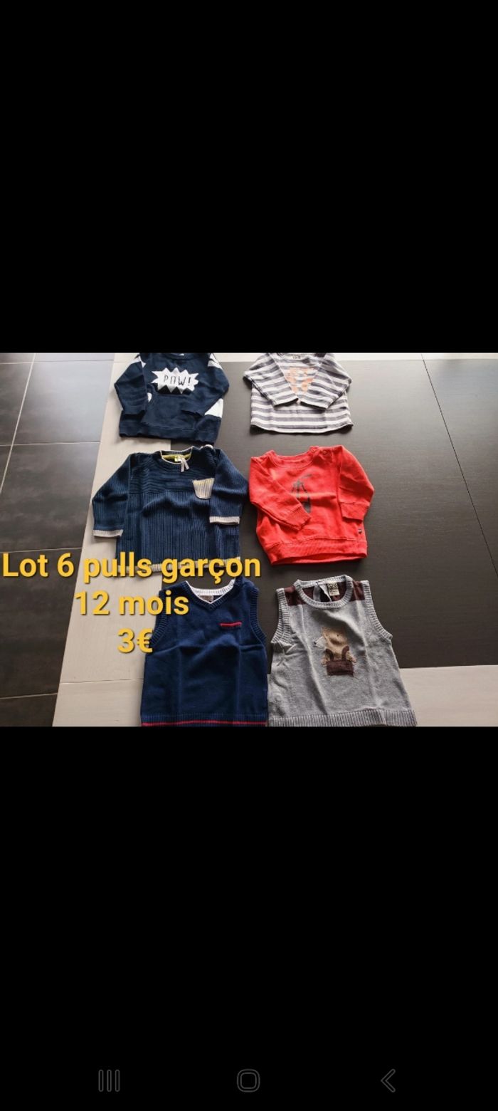 Lot 6 pulls garçon 12mois