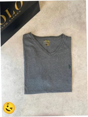 Tee-shirt Ralph lauren L coupe col V gris Homme Men tee22