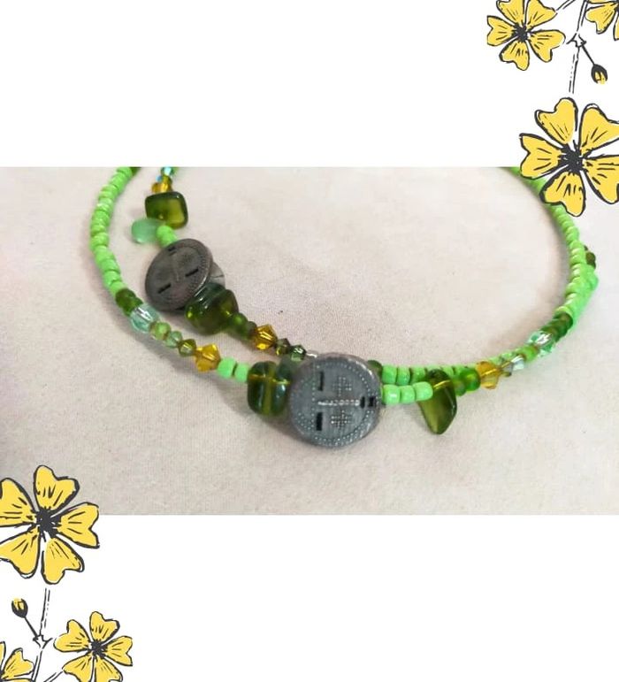 Collier double rang perles vertes & perles de verre – Collection Émeraude Urbaine - photo numéro 9
