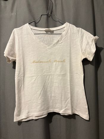 t-shirt blanc col v femme