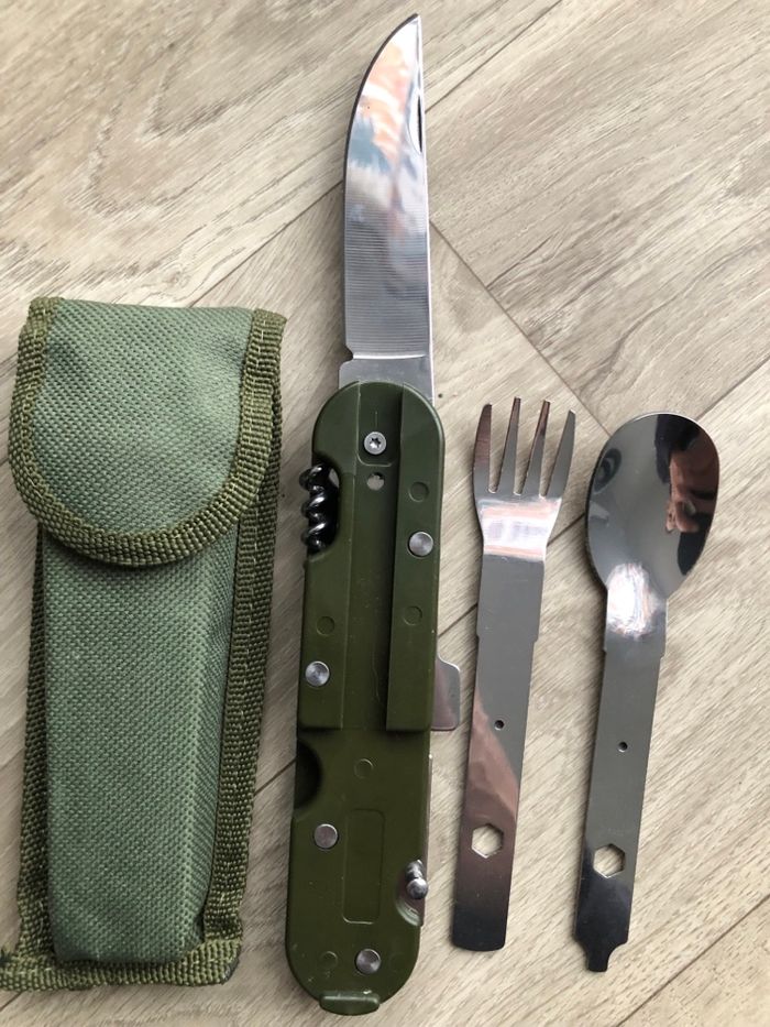 Couteau couverts repas camping randonnée trek militaire bivouac chasse  pêche - photo numéro 8