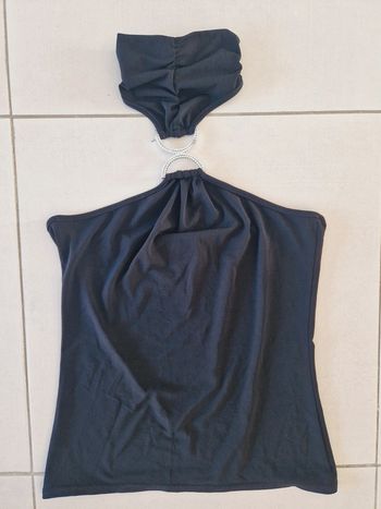 Haut femme noir se noue tour du cou Jus d orange Taille 2