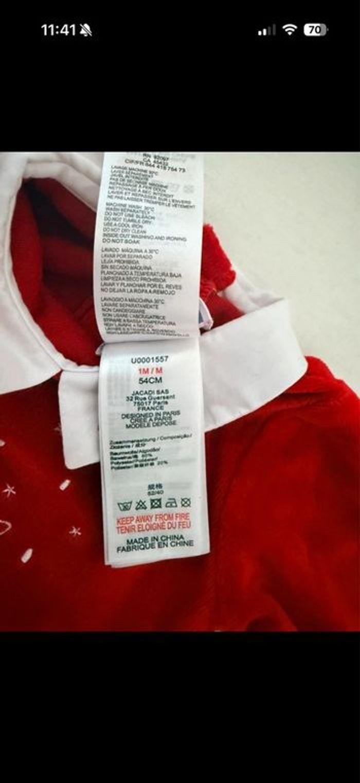 Pyjama en velours jacadi 1 mois - photo numéro 3