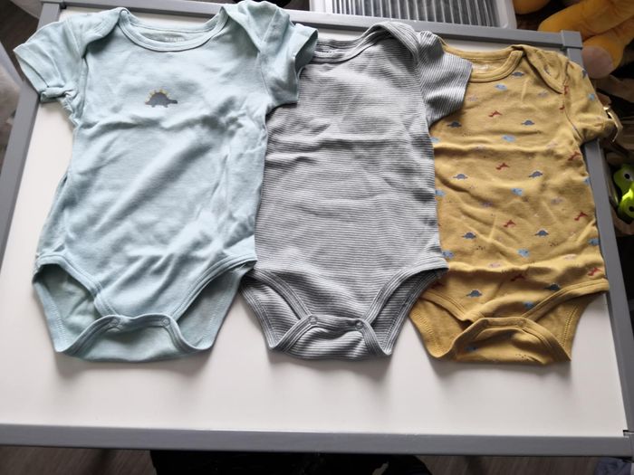 Lot de 3 bodies en coton (Dinosaure, Vert, Manches courtes) 12 mois (80 cm) Kiabi