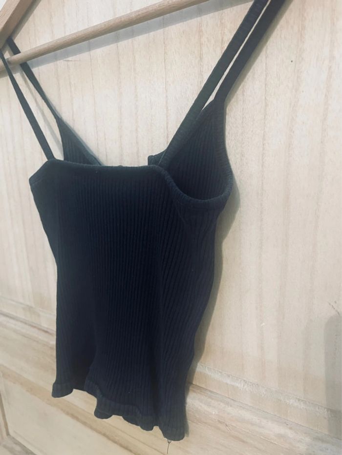 Débardeur noir côtelé à lacets – style crop top - XS - photo numéro 4