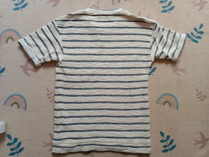 T-shirt zara man blanc crème épais rayé M 38 - photo numéro 3