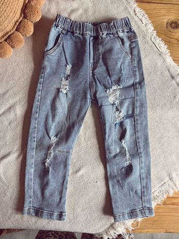 Jean destroy troué 100 élastique bleu