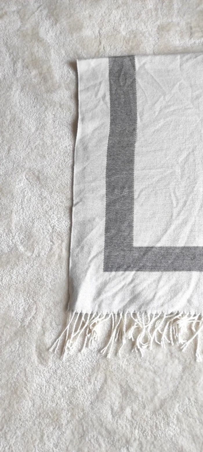 Poncho Cape à zip Cache cache taille unique gris et crème col montant - photo numéro 3