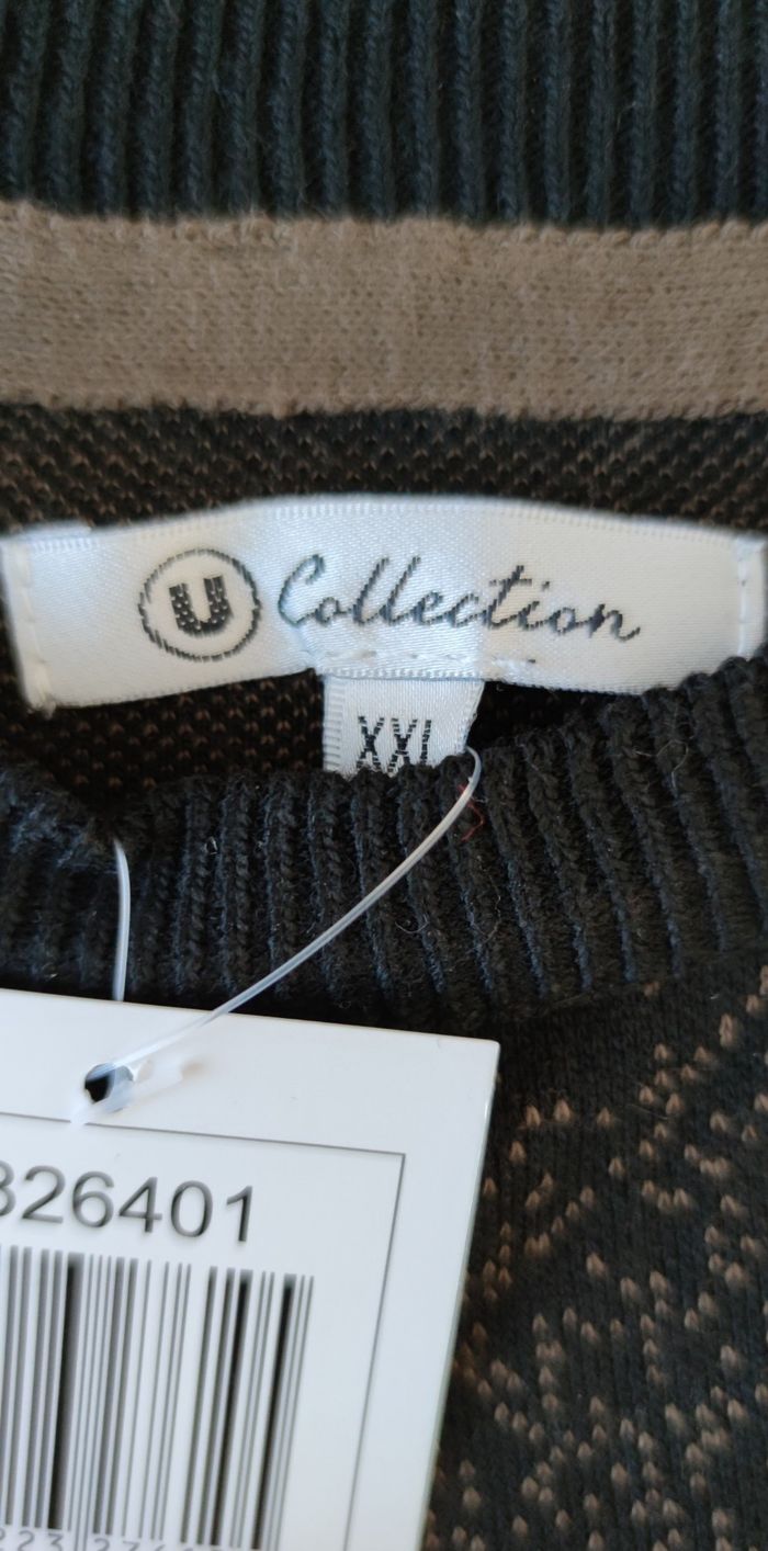 Pull homme U Collection XXL – neuf avec étiquette – marron & noir - photo numéro 3