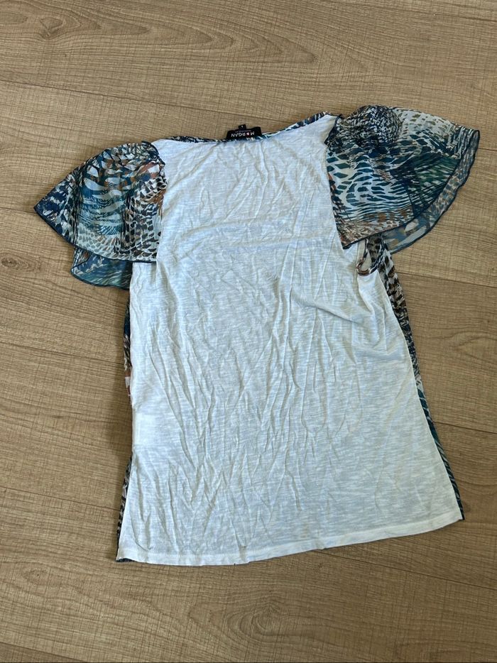 Blouse blanche et imprimée à manches courtes Morgan taille S TBE - photo numéro 8