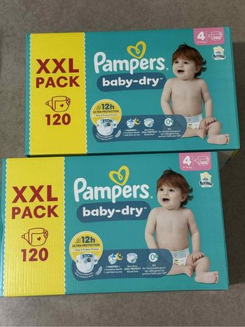 Lot de 2 cartons de couche taille quatre, Pampers, baby, Drive