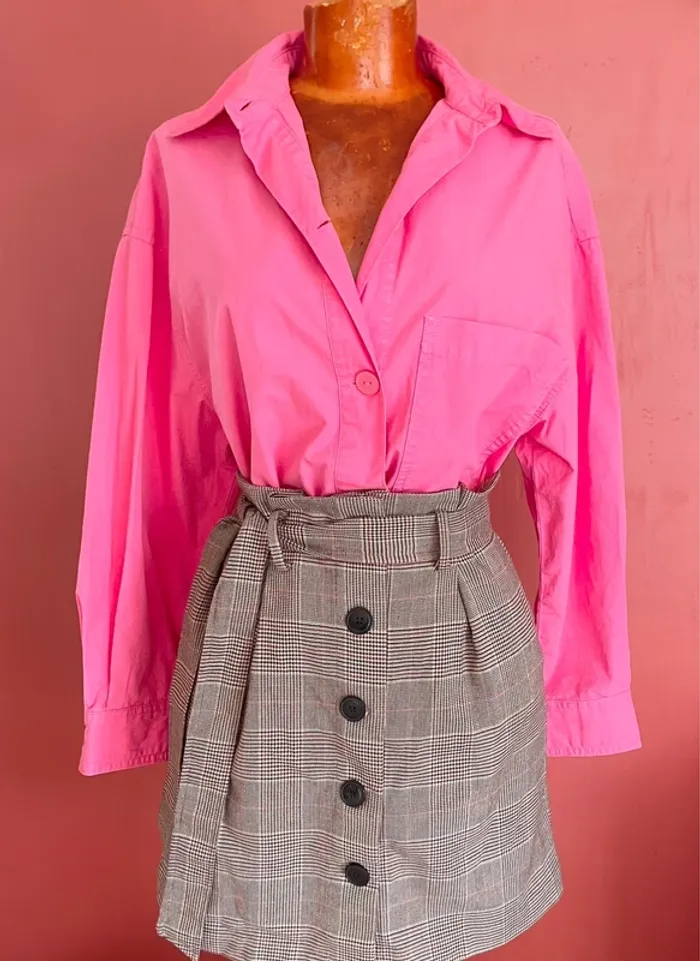 Chemise oversize rose popeline