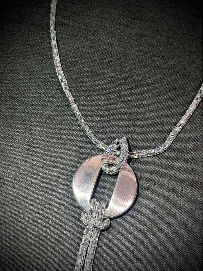 Collier Sautoir Fantaisie Argenté