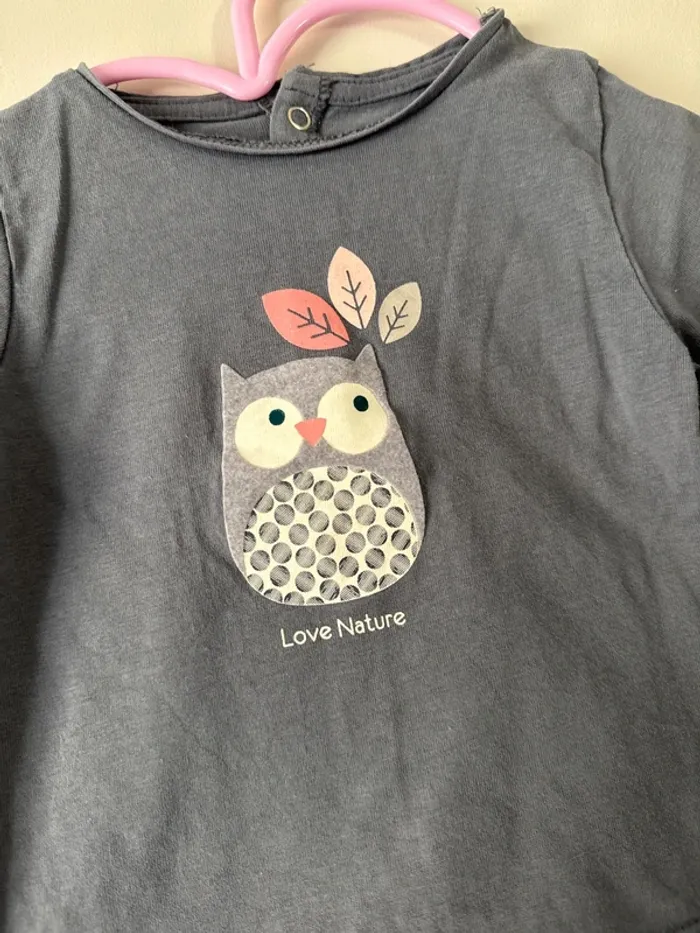 👚 haut manches longues - bébé fille - 6 mois - 68 cm - Obaibi - 100% coton - très bon état - photo numéro 2