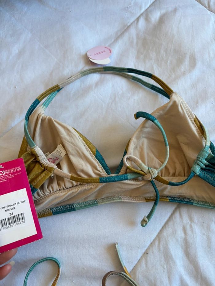 Ensemble maillot de bain bikini pailleté brillant motif multicolore taille XS/34 Penti neuf - photo numéro 7