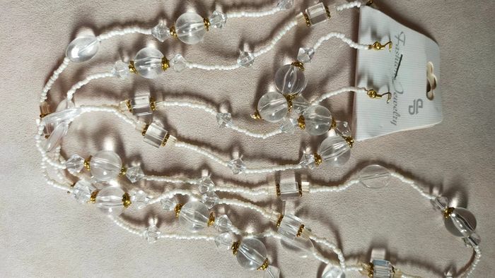 légante parure collier & boucles d’oreilles – Perles cristal & blanc nacré - photo numéro 5