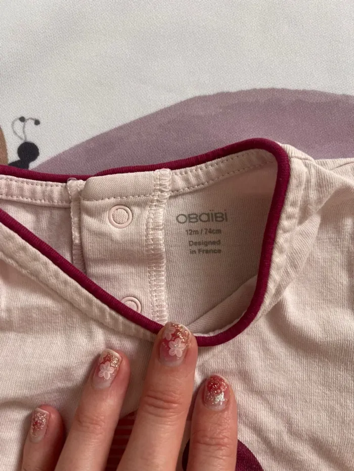 Lot de 2 pyjamas bébé fille – Obaïbi – Taille 12 mois - photo numéro 5