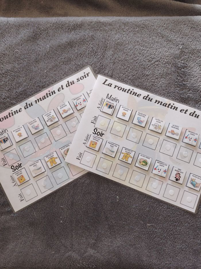 2 fiches plastifiées routine du matin et du soir - photo numéro 2