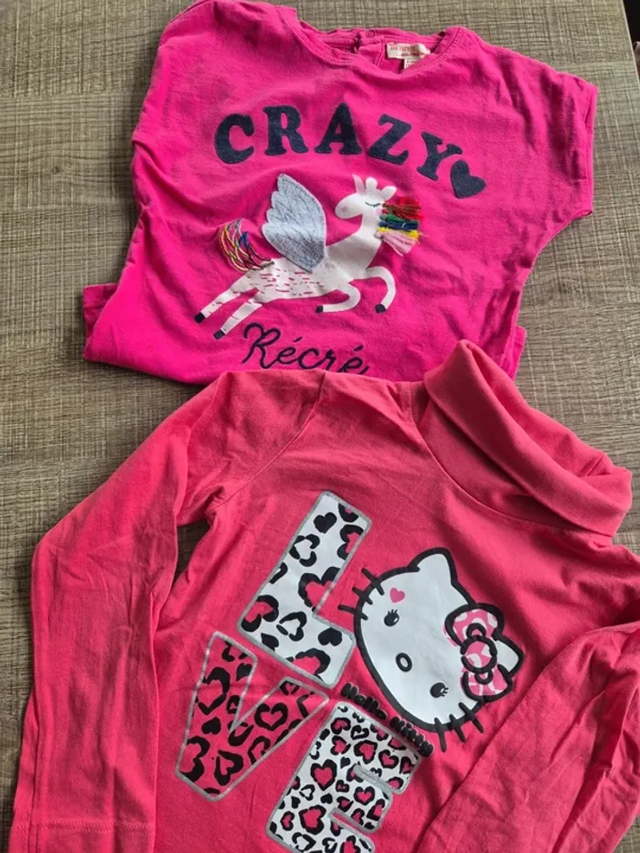 Lot T-shirts Hello Kitty et DPAM 6 ans en très bon état