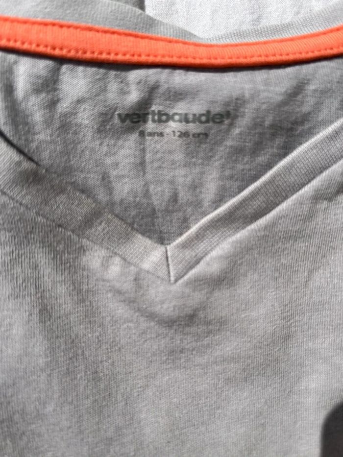 T shirt col v Verbaudet 8 ans gris - photo numéro 3