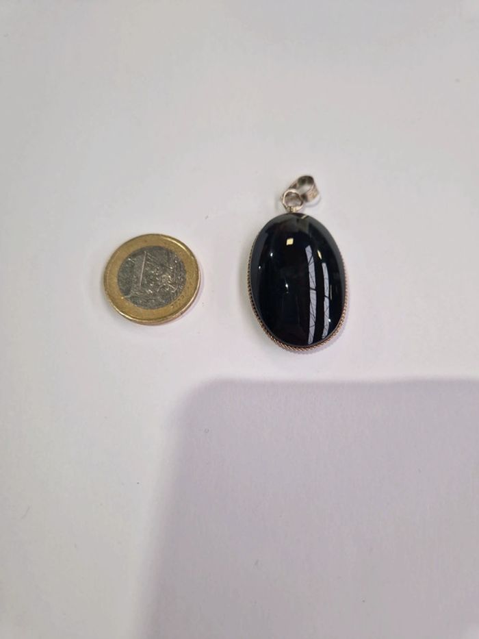 Pendentif obsidienne œil celeste Mexique