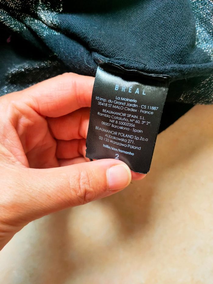 Pull rayé gris et noir ample taille 38 marque bréal - photo numéro 4