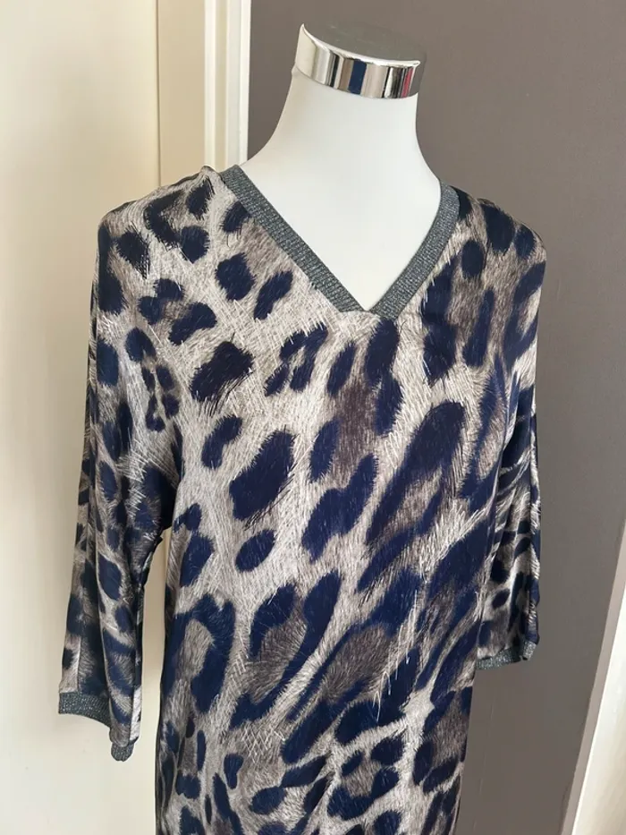 One step robe bleue, imprimer léopard femme, taille 38 - photo numéro 5