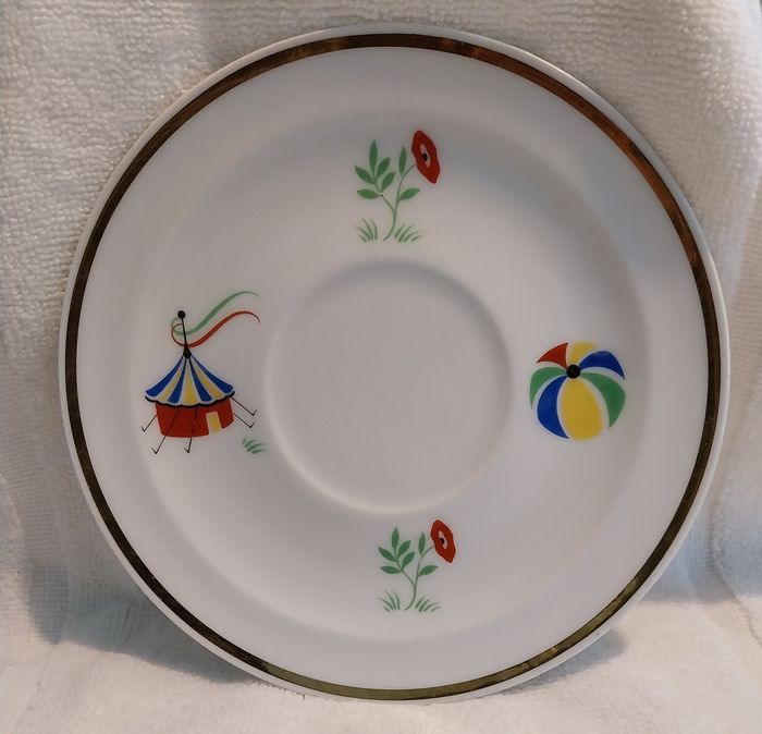 assiette dessous de tasse jeux de cirque Georges Boyer Limoges France Vintage - photo numéro 3