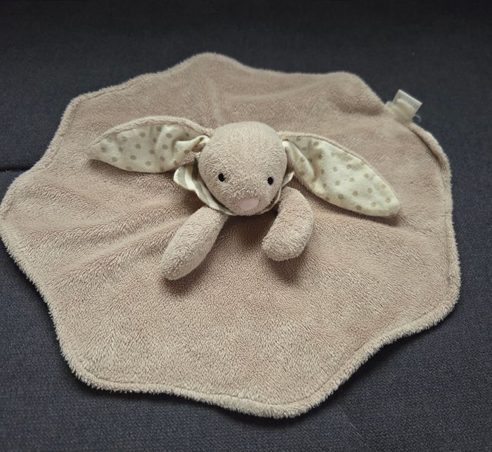 Doudou plat lapin marron et ecru a pois - Zara Home