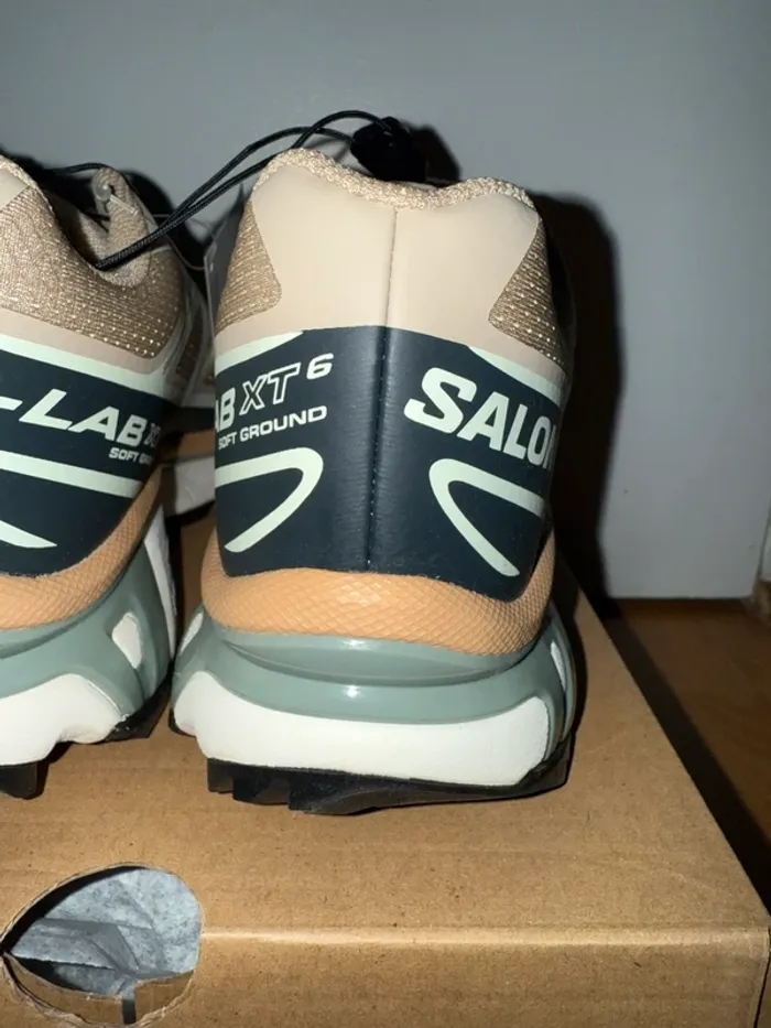 Chaussure Salomon XT-6 Beige, Verte Oxford Tan / Carbon / Clearly Aqua - photo numéro 8