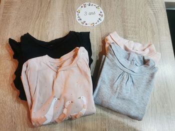 Lot de 4 t-shirts manches longues fille 3 ans vertbaudet