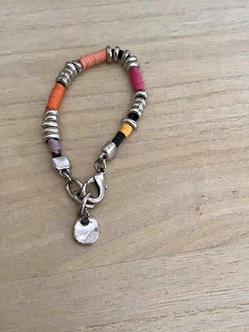 Bracelet mixte coloris argenté grosse maille long 20 cm