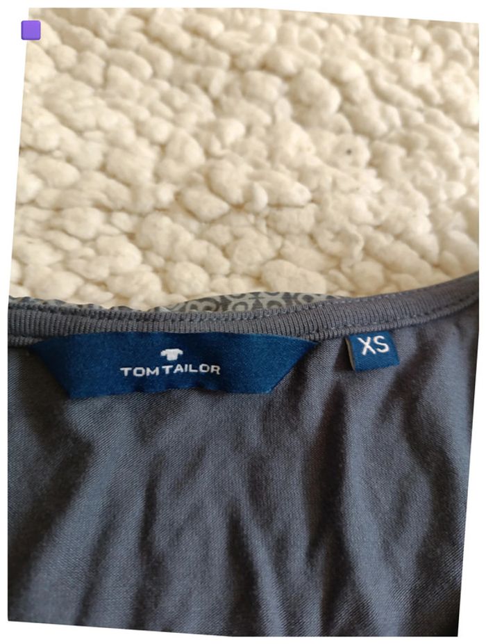 Haut Tom Tailor XS imprimé gris – style bohème décontracté voile leger - photo numéro 4