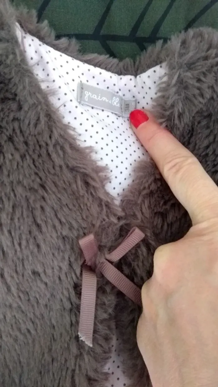 Gilet fausse fourrure marron violine Grain de blé 3 mois - photo numéro 3